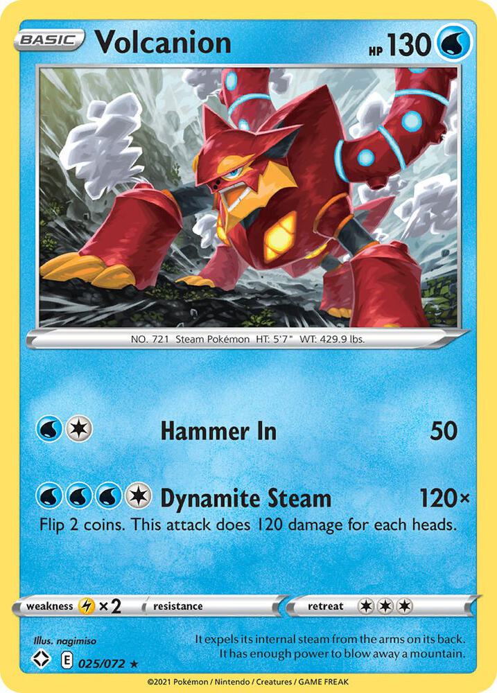 Volcanion 025/072 Rare Shining Fates Pokémon card