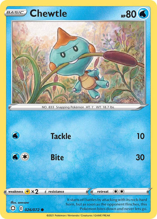 Chewtle 026/072 Common Shining Fates Pokémon card