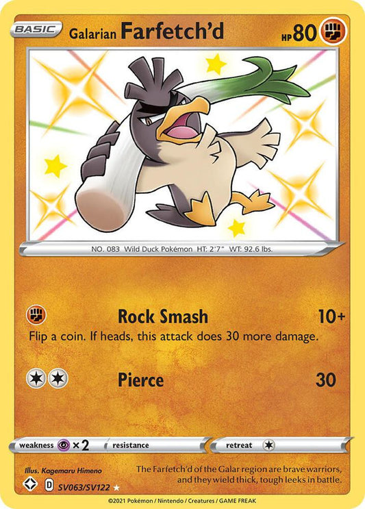 Galarian Farfetch'd SV063/SV122 Shiny Holo Rare Shiny Vault Pokémon card