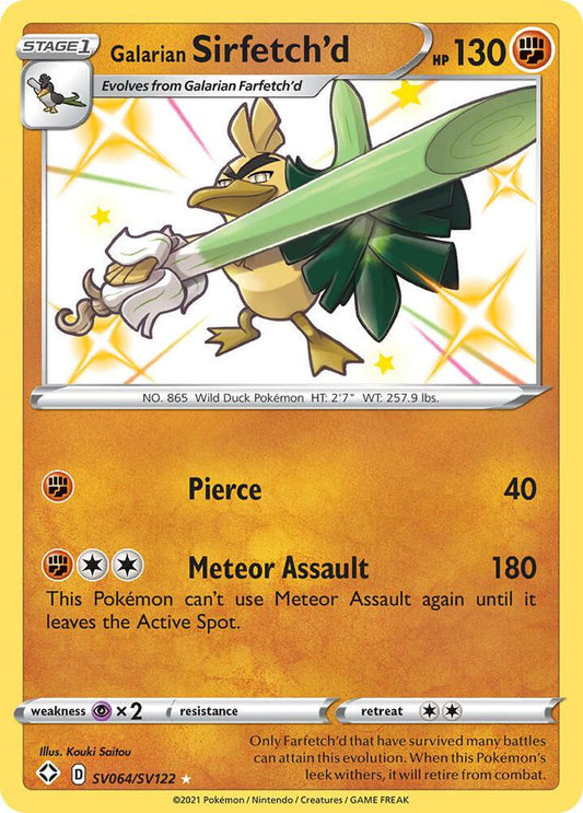 Galarian Sirfetch'd SV064/SV122 Shiny Holo Rare Shiny Vault Pokémon card
