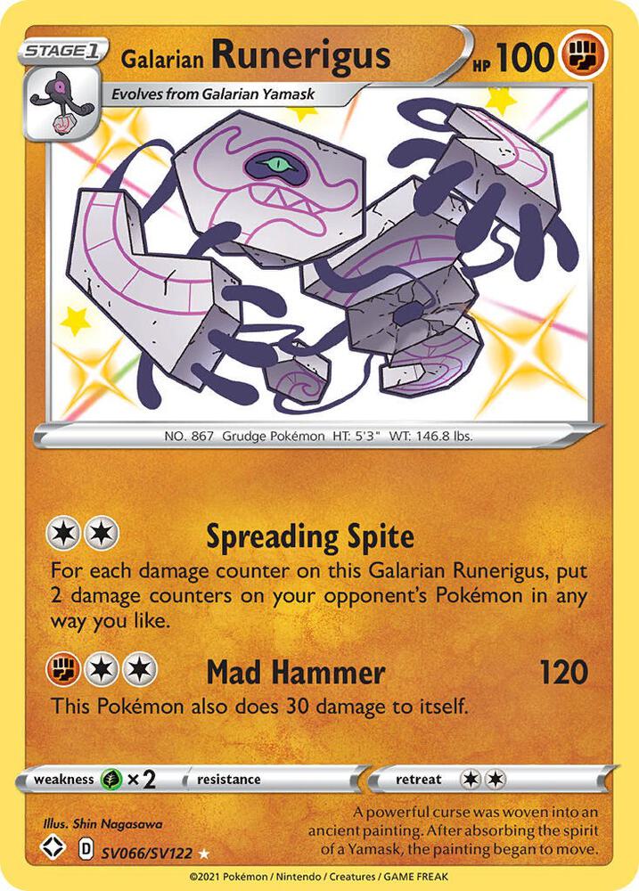 Galarian Runerigus SV066/SV122 Shiny Holo Rare Shiny Vault Pokémon card