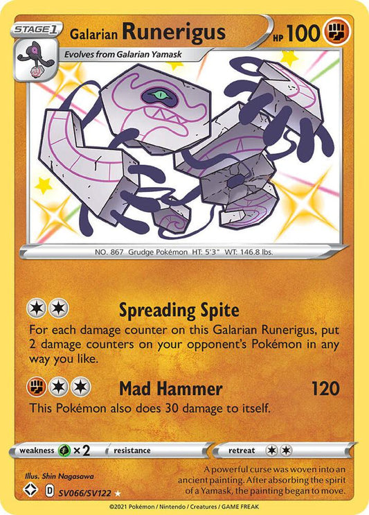 Galarian Runerigus SV066/SV122 Shiny Holo Rare Shiny Vault Pokémon card