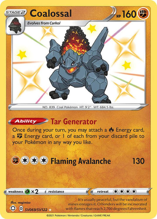 Coalossal SV069/SV122 Shiny Holo Rare Shiny Vault Pokémon card
