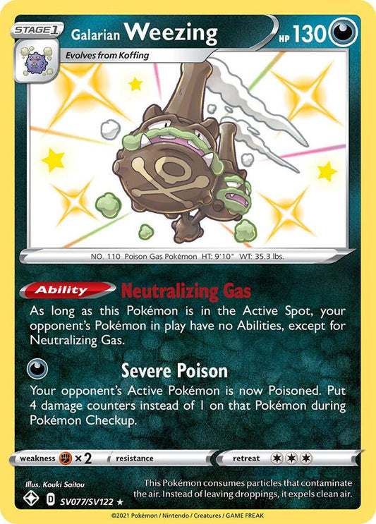 Galarian Weezing SV077/SV122 Shiny Holo Rare Shiny Vault Pokémon card