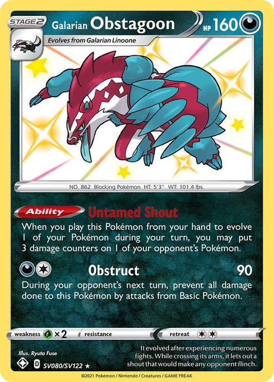 Galarian Obstagoon SV080/SV122 Shiny Holo Rare Shiny Vault Pokémon card