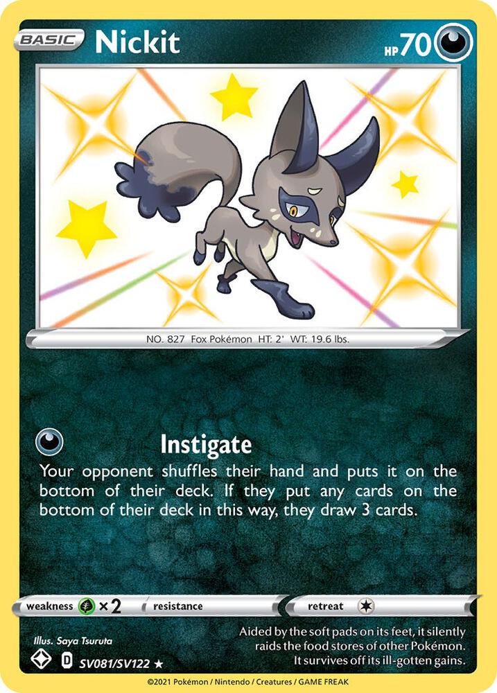 Nickit - SV081/SV122 Shiny Holo Rare Shining Fates: Shiny Vault