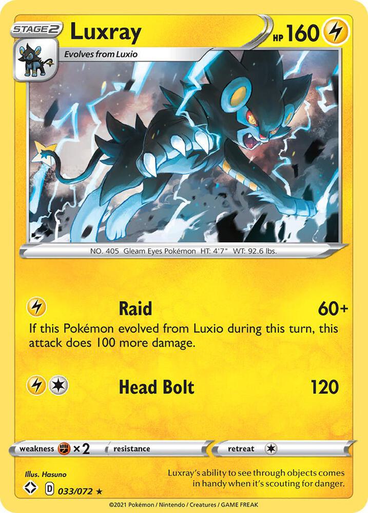 Luxray 033/072 Holo Rare Shining Fates Pokémon card
