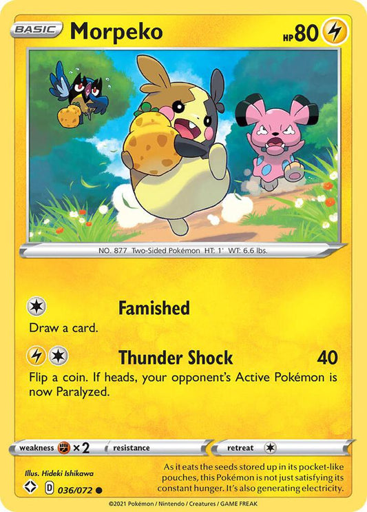 Morpeko (036) 036/072 Common Shining Fates Pokémon card