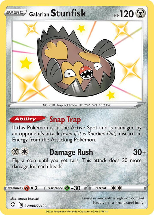 Galarian Stunfisk SV088/SV122 Shiny Holo Rare Shiny Vault Pokémon card