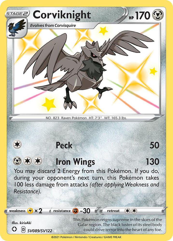 Corviknight SV089/SV122 Shiny Holo Rare Shiny Vault Pokémon card