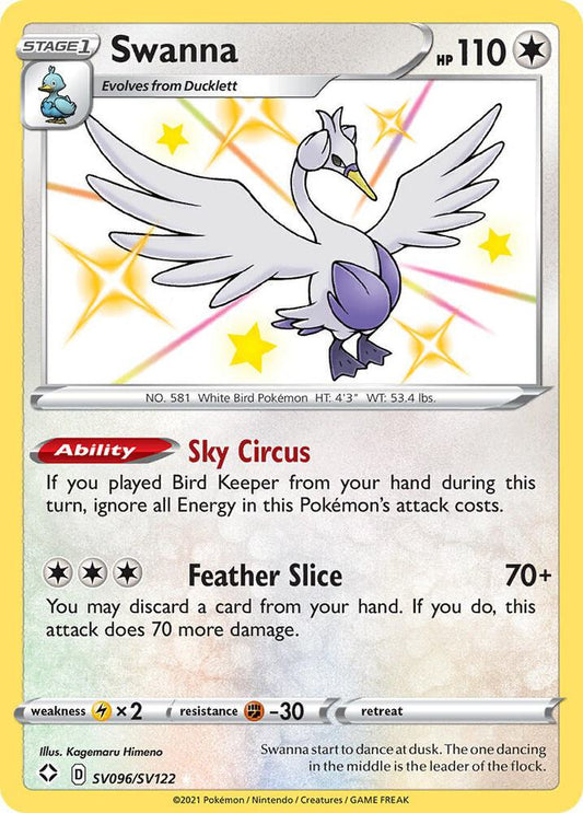 Swanna SV096/SV122 Shiny Holo Rare Shiny Vault Pokémon card