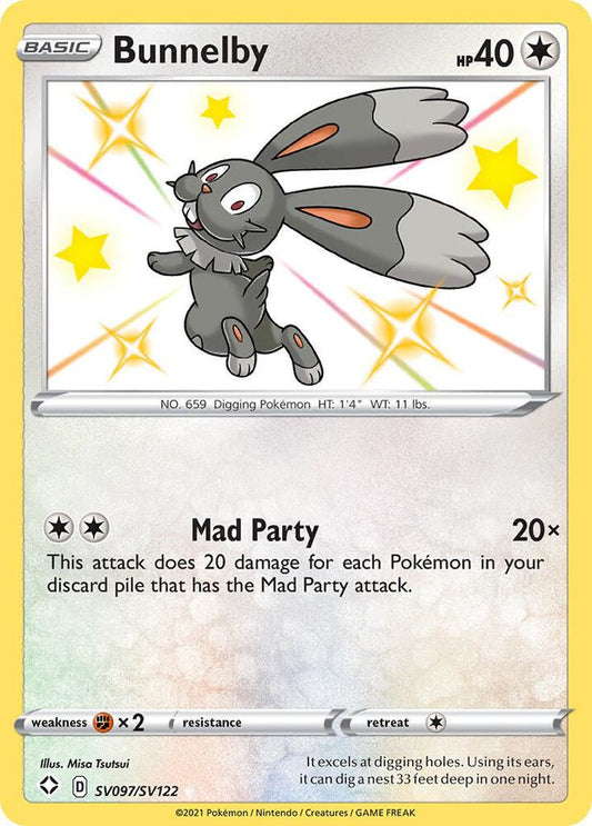 Bunnelby SV097/SV122 Shiny Holo Rare Shiny Vault Pokémon card