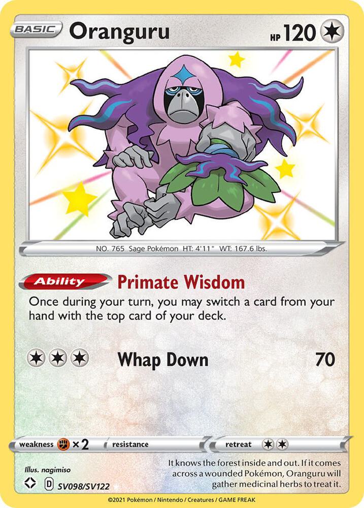 Oranguru SV098/SV122 Shiny Holo Rare Shiny Vault Pokémon card