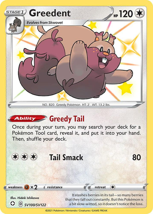Greedent SV100/SV122 Shiny Holo Rare Shiny Vault Pokémon card