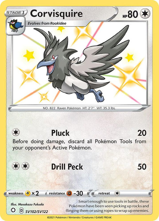 Corvisquire SV102/SV122 Shiny Holo Rare Shiny Vault Pokémon card