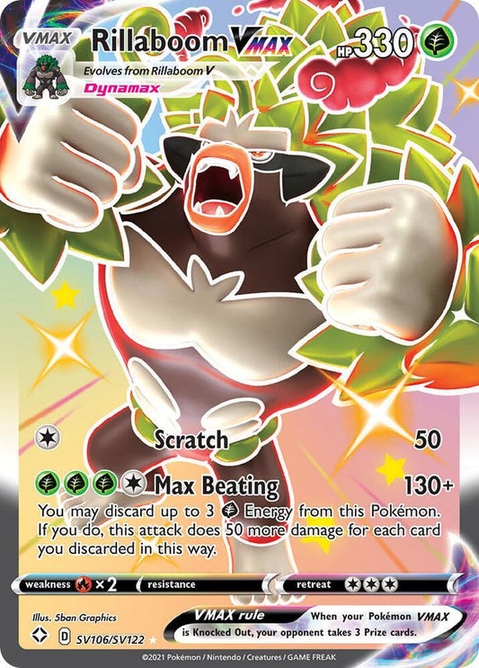 Rillaboom VMAX SV106/SV122 Shiny Holo Rare Shiny Vault Pokémon card