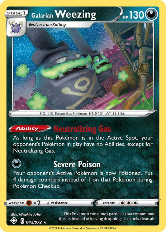Galarian Weezing 042/072 Holo Rare Shining Fates Pokémon card