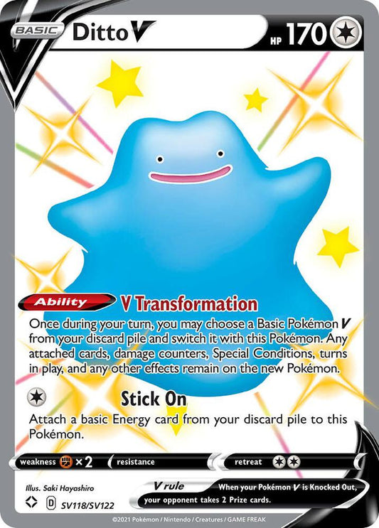Ditto V SV118/SV122 Shiny Holo Rare Shiny Vault Pokémon card