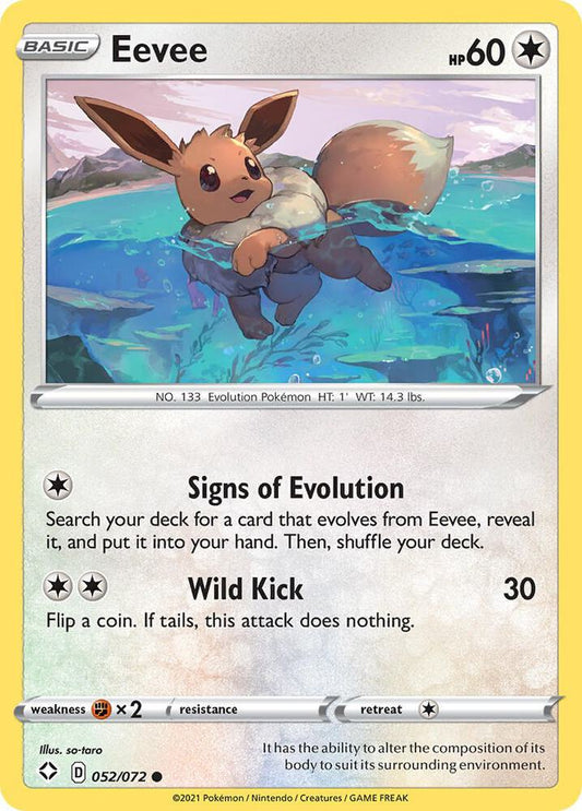 Eevee 052/072 Common Shining Fates Pokémon card