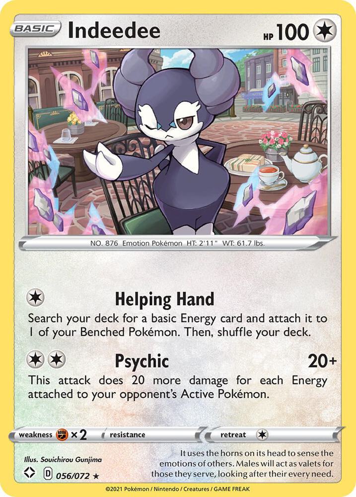 Indeedee 056/072 Holo Rare Shining Fates Pokémon card
