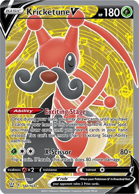 Kricketune V (Full Art) 142/163 Ultra Rare Battle Styles Pokémon card