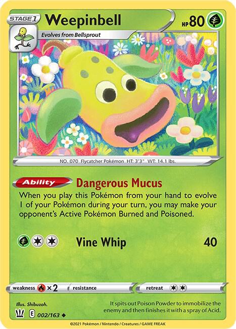 Weepinbell 002/163 Uncommon Battle Styles Pokémon card
