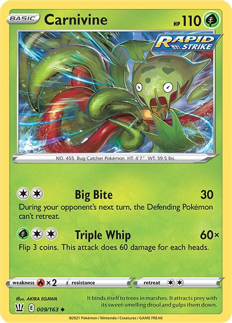 Carnivine 009/163 Uncommon Battle Styles Pokémon card