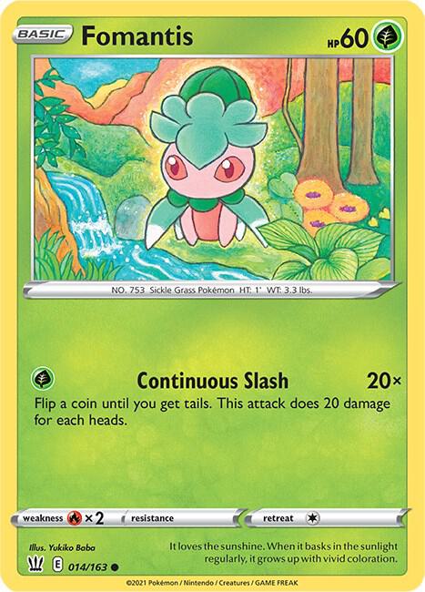 Fomantis 014/163 Common Battle Styles Pokémon card