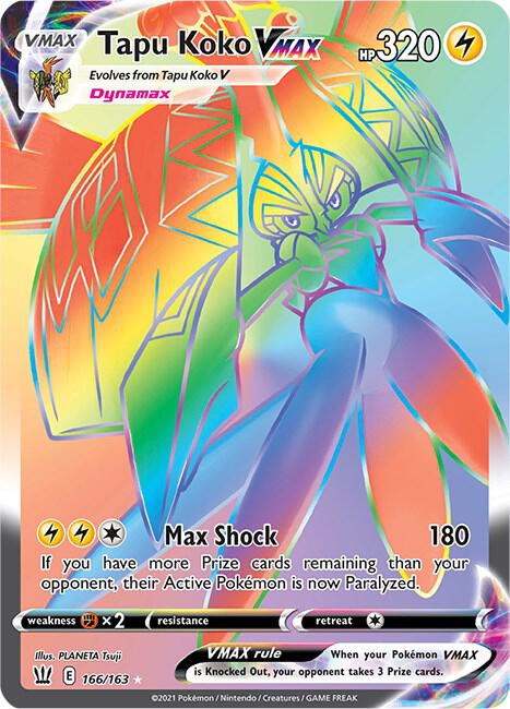 Tapu Koko VMAX (Secret) - 166/163 Secret Rare SWSH05: Battle Styles