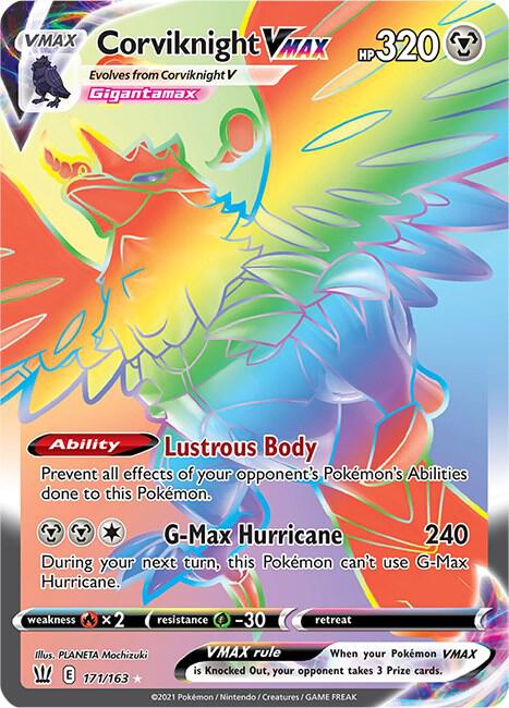 Corviknight VMAX (Secret) - 171/163 Secret Rare SWSH05: Battle Styles