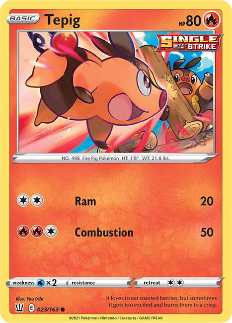 Tepig 023/163 Common Battle Styles Pokémon card