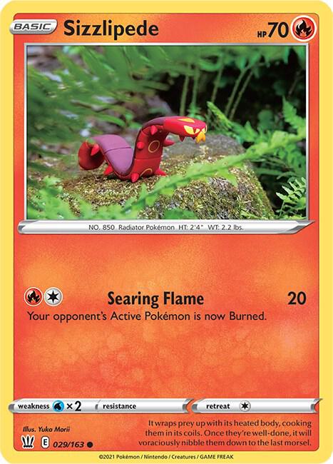 Sizzlipede 029/163 Common Battle Styles Pokémon card