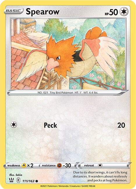 Spearow 111/163 Common Battle Styles Pokémon card