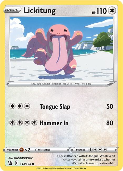Lickitung 113/163 Common Battle Styles Pokémon card
