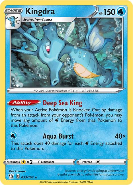 Kingdra 033/163 Holo Rare Battle Styles Pokémon card