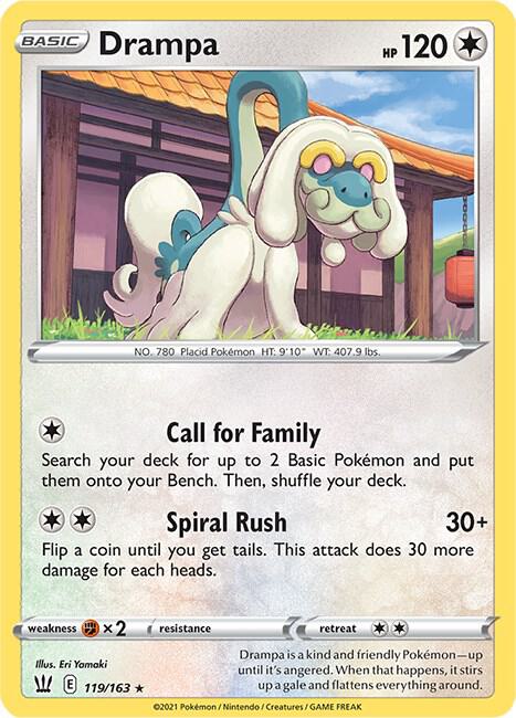 Drampa 119/163 Rare Battle Styles Pokémon card