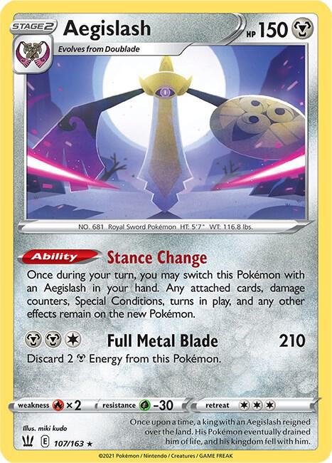 Aegislash (107) 107/163 Holo Rare Battle Styles Pokémon card