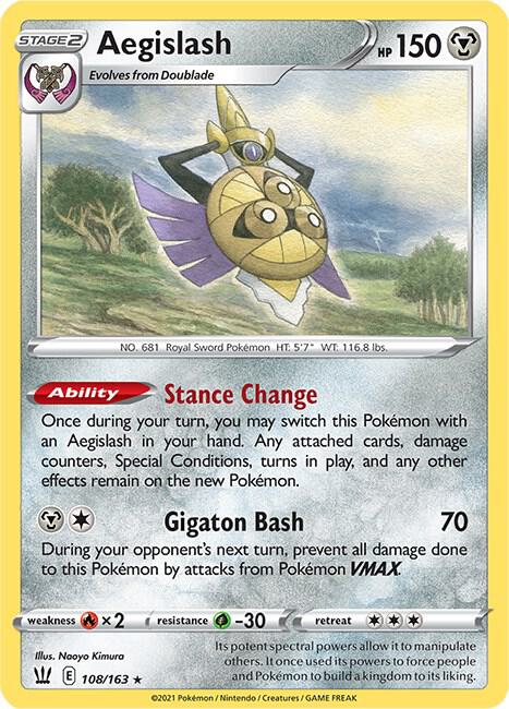 Aegislash (108) 108/163 Rare Battle Styles Pokémon card