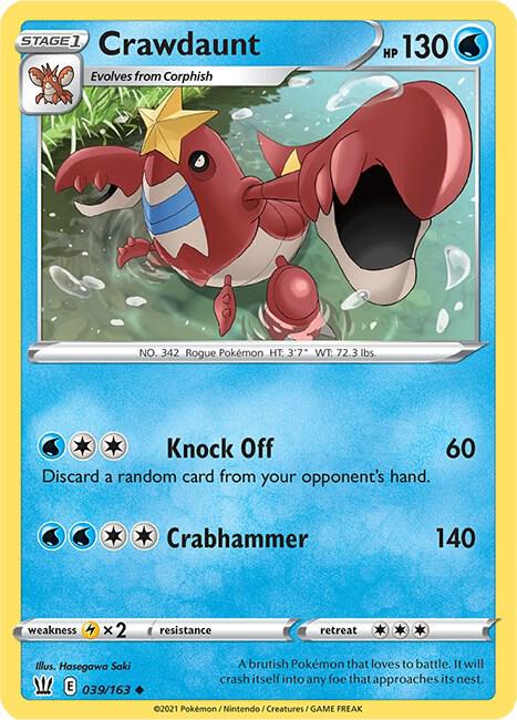 Crawdaunt 039/163 Uncommon Battle Styles Pokémon card