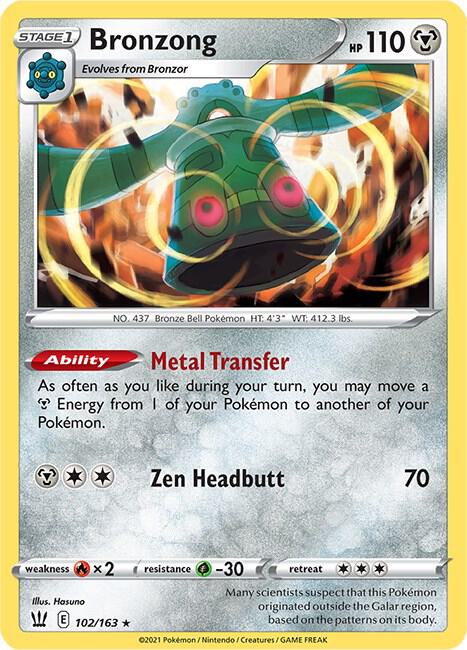 Bronzong 102/163 Holo Rare Battle Styles Pokémon card