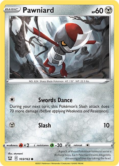 Pawniard 103/163 Common Battle Styles Pokémon card
