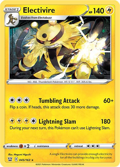 Electivire 045/163 Rare Battle Styles Pokémon card