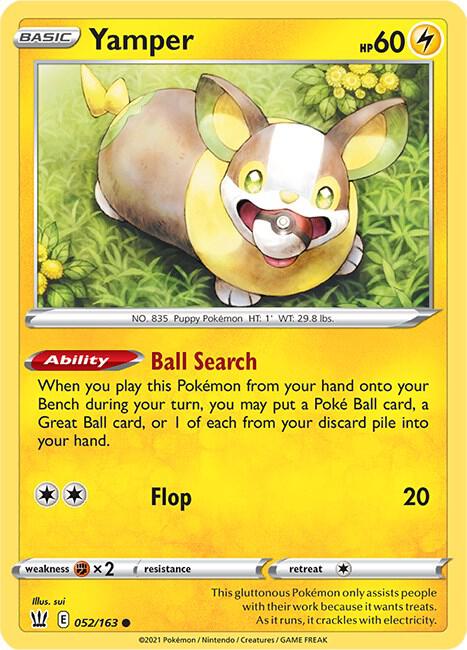 Yamper 052/163 Common Battle Styles Pokémon card