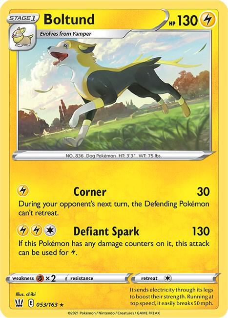 Boltund 053/163 Rare Battle Styles Pokémon card