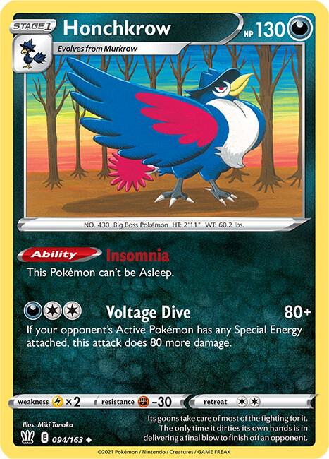 Honchkrow 094/163 Uncommon Battle Styles Pokémon card