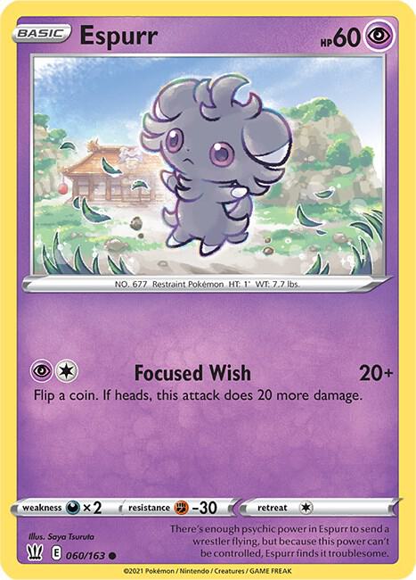 Espurr 060/163 Common Battle Styles Pokémon card