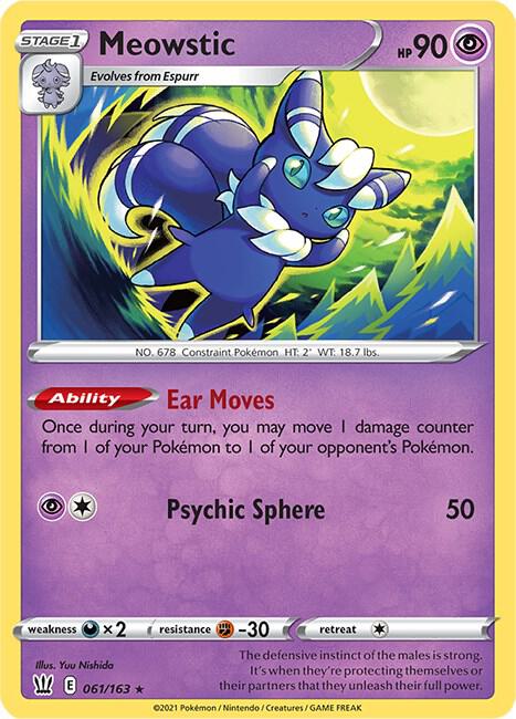 Meowstic 061/163 Holo Rare Battle Styles Pokémon card