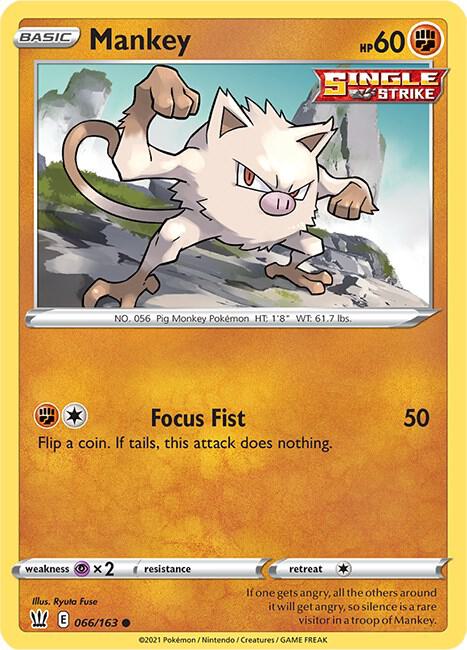 Mankey 066/163 Common Battle Styles Pokémon card