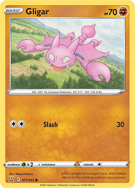 Gligar 071/163 Common Battle Styles Pokémon card
