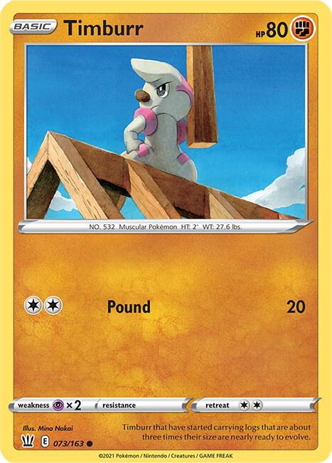 Timburr 073/163 Common Battle Styles Pokémon card